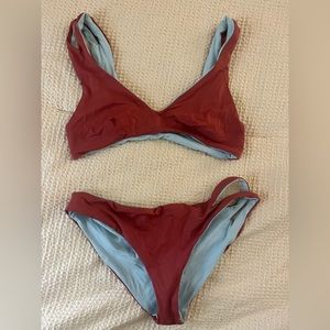 L*space breaker top and bottom. Reversible brick and light blue.New without tags